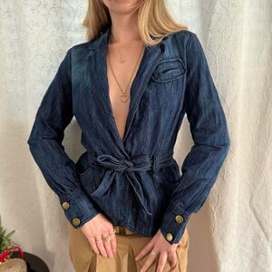 Dorothee Bis Denim Belted Utility Jacket Jacket Blazer French Designer Vintage